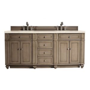 James Martin 157-V72-WW-3EMR Bristol 72 Inch Double Vanity Whitewashed Walnut with 3 CM Eternal Marfil Quartz Top