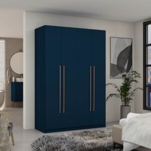 Manhattan Comfort Gramercy Modern 2-Section Freestanding Wardrobe Armoire Closet in Tatiana Midnight Blue