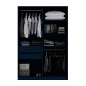 Manhattan Comfort Gramercy Modern 2-Section Freestanding Wardrobe Armoire Closet in Tatiana Midnight Blue