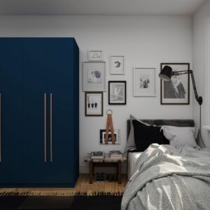 Manhattan Comfort Gramercy Modern 2-Section Freestanding Wardrobe Armoire Closet in Tatiana Midnight Blue