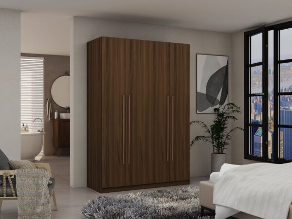 Manhattan Comfort Gramercy Modern 2-Section Freestanding Wardrobe Armoire Closet in Brown