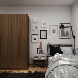 Manhattan Comfort Gramercy Modern 2-Section Freestanding Wardrobe Armoire Closet in Brown