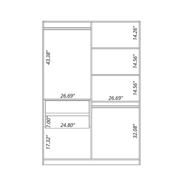 Manhattan Comfort Gramercy Modern 2-Section Freestanding Wardrobe Armoire Closet in Nature and Textured Grey