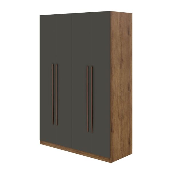 Manhattan Comfort Gramercy Modern 2-Section Freestanding Wardrobe Armoire Closet in Nature and Textured Grey