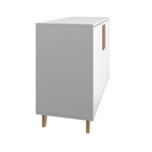 Manhattan Comfort Mid-Century Modern Herald Double Side Cabinet with 2 Shelves in White