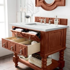 James Martin 160-V36-ACG-3ENC Castilian 36 Inch Single Vanity Cabinet with Ethereal Noctis Quartz Top - Aged Cognac