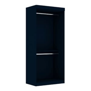 Manhattan Comfort Mulberry 35.9 Open Double Hanging Modern Wardrobe Closet with 2 Hanging Rods in Tatiana Midnight Blue