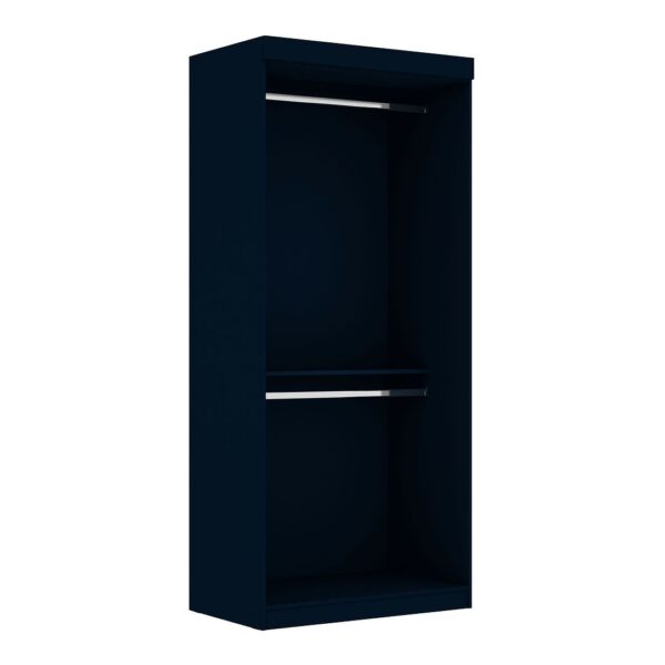 Manhattan Comfort Mulberry 35.9 Open Double Hanging Modern Wardrobe Closet with 2 Hanging Rods in Tatiana Midnight Blue