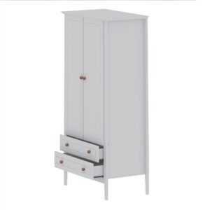 Manhattan Comfort Crown Full Wardrobe with Hanging and 2 Drawers in White