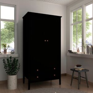 Manhattan Comfort Crown Full Wardrobe with Hanging and 2 Drawers in Black