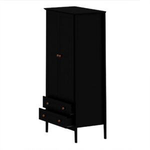 Manhattan Comfort Crown Full Wardrobe with Hanging and 2 Drawers in Black