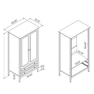 Manhattan Comfort Crown Full Wardrobe with Hanging and 2 Drawers in Off White