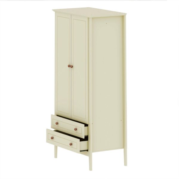 Manhattan Comfort Crown Full Wardrobe with Hanging and 2 Drawers in Off White