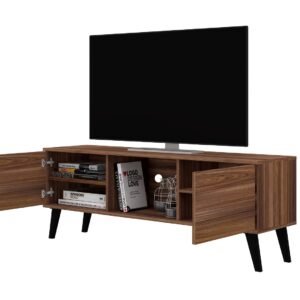 Manhattan Comfort Doyers 53.15 Mid-Century Modern TV Stand in Nut Brown