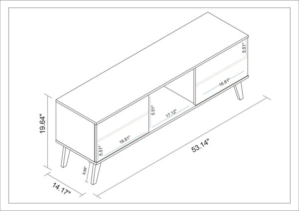 Manhattan Comfort Doyers 53.15 Mid-Century Modern TV Stand in White and Marble Stamp