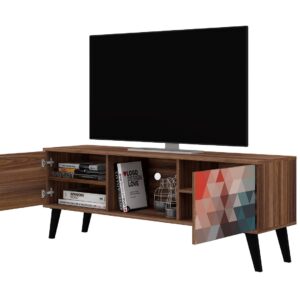 Manhattan Comfort Doyers 53.15 Mid-Century Modern TV Stand in Multi Color Red and Blue