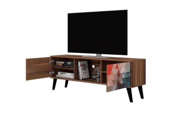 Manhattan Comfort Doyers 53.15 Mid-Century Modern TV Stand in Multi Color Red and Blue