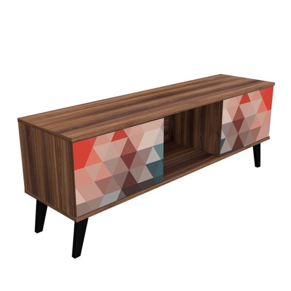 Manhattan Comfort Doyers 53.15 Mid-Century Modern TV Stand in Multi Color Red and Blue