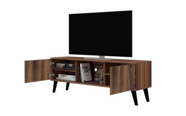 Manhattan Comfort Doyers 62.20 Mid-Century Modern TV Stand in Nut Brown