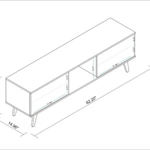 Manhattan Comfort Doyers 62.20 Mid-Century Modern TV Stand in White and Marble Stamp