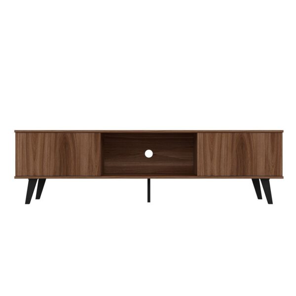 Manhattan Comfort Doyers 70.87 Mid-Century Modern TV Stand in Nut Brown