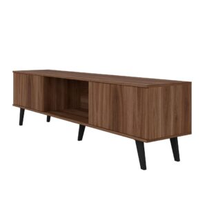 Manhattan Comfort Doyers 70.87 Mid-Century Modern TV Stand in Nut Brown