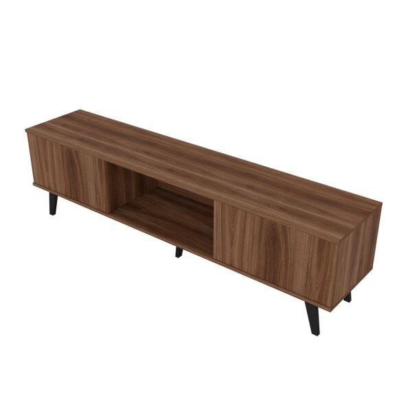 Manhattan Comfort Doyers 70.87 Mid-Century Modern TV Stand in Nut Brown