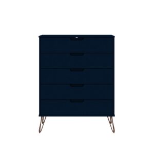 Manhattan Comfort Rockefeller 5-Drawer and 6-Drawer Tatiana Midnight Blue Dresser Set