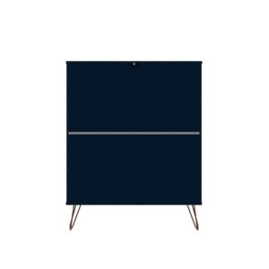 Manhattan Comfort Rockefeller 3-Piece Tatiana Midnight Blue Dresser and Nightstand Set