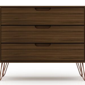 Manhattan Comfort Rockefeller 3-Piece Brown Dresser and Nightstand Set