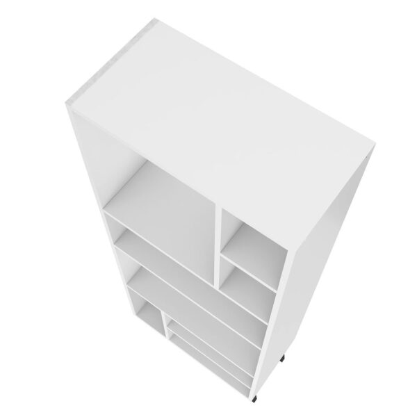 Manhattan Comfort Warren Tall Bookcase 1.0 with 8 Shelves in White with Black Feet