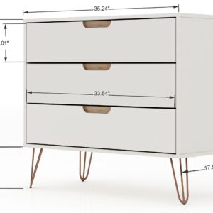 Manhattan Comfort Rockefeller 5-Drawer and 3-Drawer Off White and Nature Dresser Set