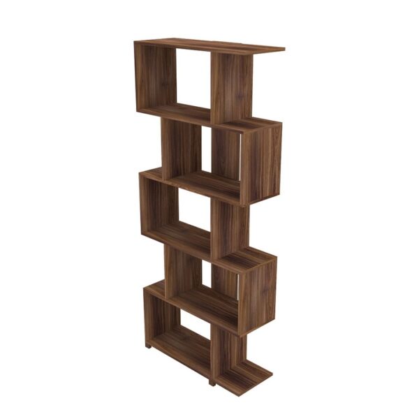 Manhattan Comfort Charming Petrolina Z-Shelf with 5 shelves in Nut Brown