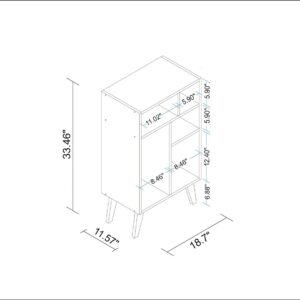 Manhattan Comfort Warren Low Bookcase 3.0 with 5 Shelves in White with Black Feet