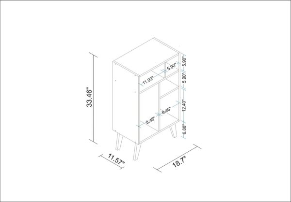 Manhattan Comfort Warren Low Bookcase 3.0 with 5 Shelves in White with Black Feet