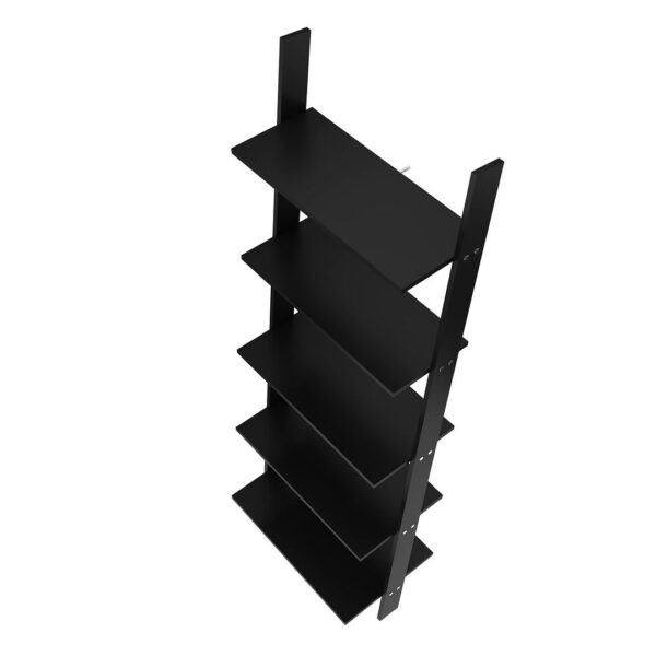 Manhattan Comfort Cooper 5-Shelf Floating Ladder Bookcase in Black