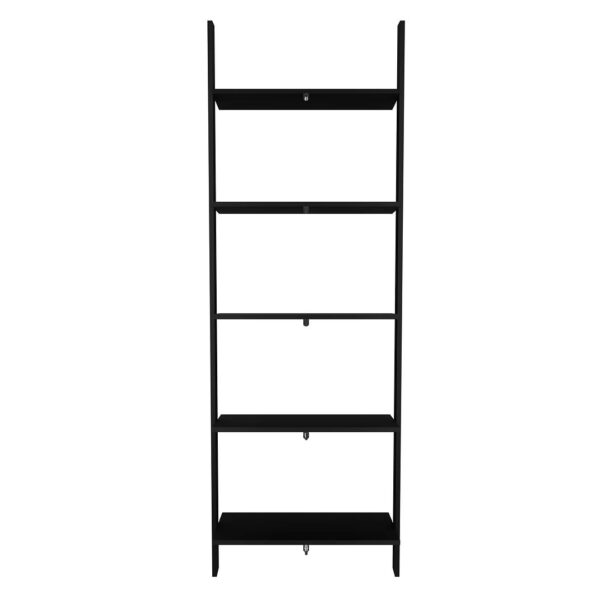 Manhattan Comfort Cooper 5-Shelf Floating Ladder Bookcase in Black