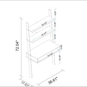 Manhattan Comfort Cooper Ladder Desk with 2 Floating Shelves in White