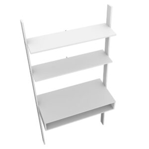 Manhattan Comfort Cooper Ladder Desk with 2 Floating Shelves in White