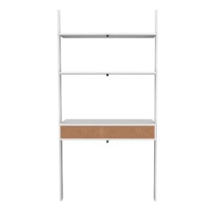 Manhattan Comfort Cooper Ladder Desk with 2 Floating Shelves in White