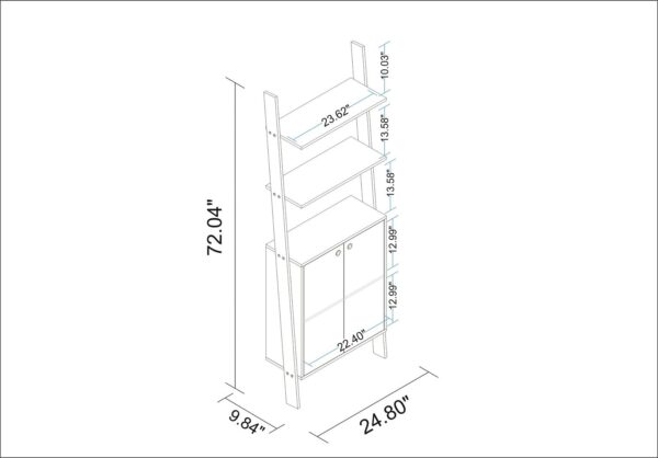 Manhattan Comfort Cooper Ladder Display Cabinet with 2 Floating Shelves in White