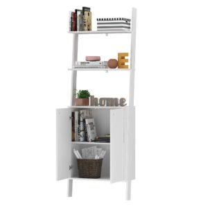 Manhattan Comfort Cooper Ladder Display Cabinet with 2 Floating Shelves in White