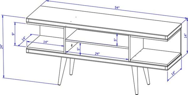 Manhattan Comfort Utopia 53.14" TV Stand with Splayed Wooden Legs and 4 Shelves in White