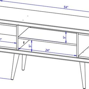 Manhattan Comfort Utopia 53.14" TV Stand with Splayed Wooden Legs and 4 Shelves in Maple Cream