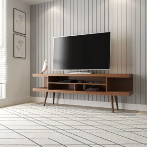 Manhattan Comfort Utopia 70.47" TV Stand with Splayed Wooden Legs and 4 Shelves in Maple Cream