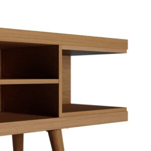 Manhattan Comfort Utopia 70.47" TV Stand with Splayed Wooden Legs and 4 Shelves in Maple Cream