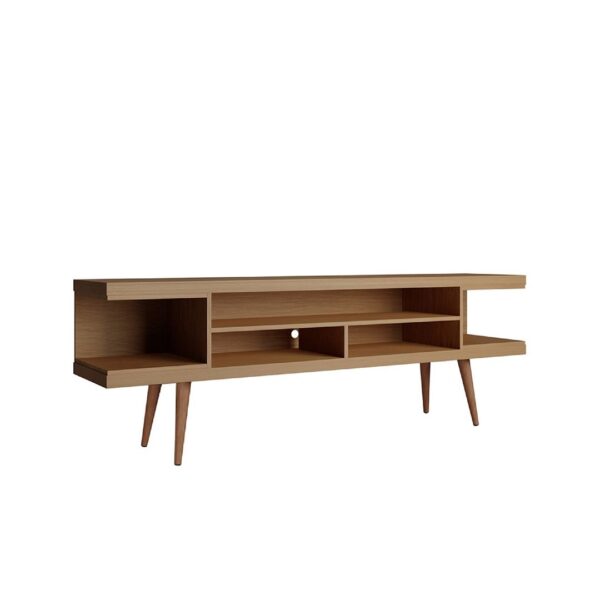 Manhattan Comfort Utopia 70.47" TV Stand with Splayed Wooden Legs and 4 Shelves in Maple Cream