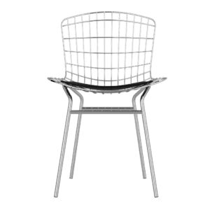 Manhattan Comfort Madeline Metal Chair with Seat Cushion in Silver and Black