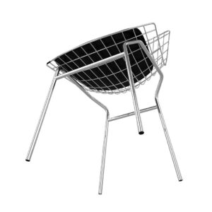 Manhattan Comfort Madeline Metal Chair with Seat Cushion in Silver and Black