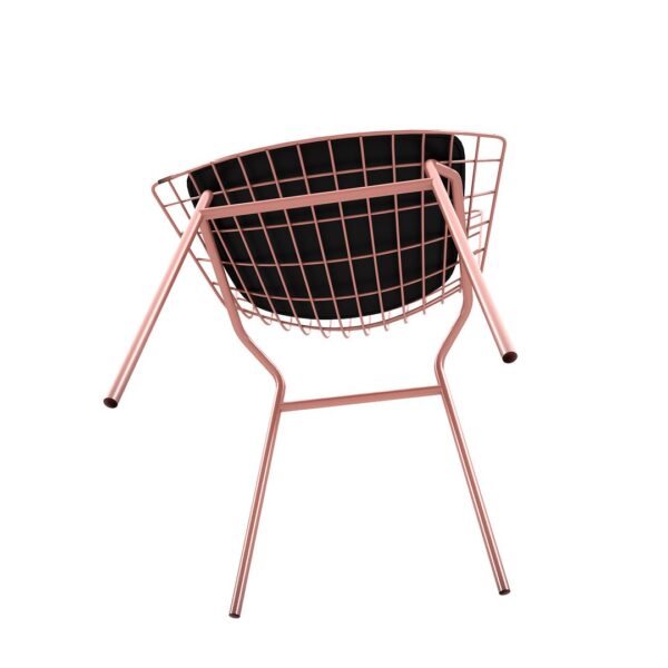 Manhattan Comfort Madeline Chair with Seat Cushion in Rose Pink Gold and Black